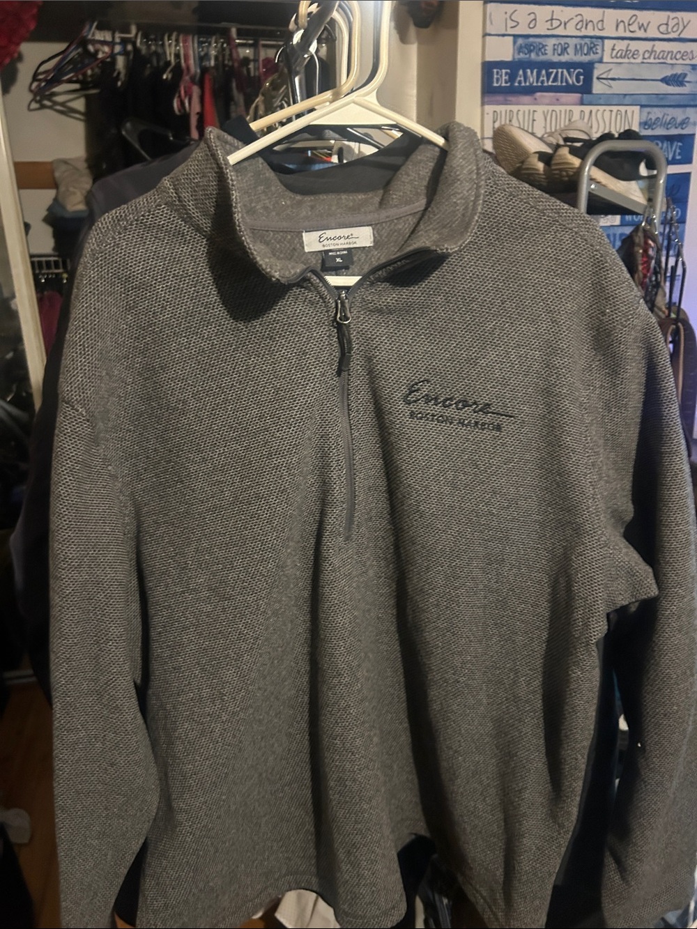 Encore Jeans Men's Heather Gray Half-Zip Sweater
